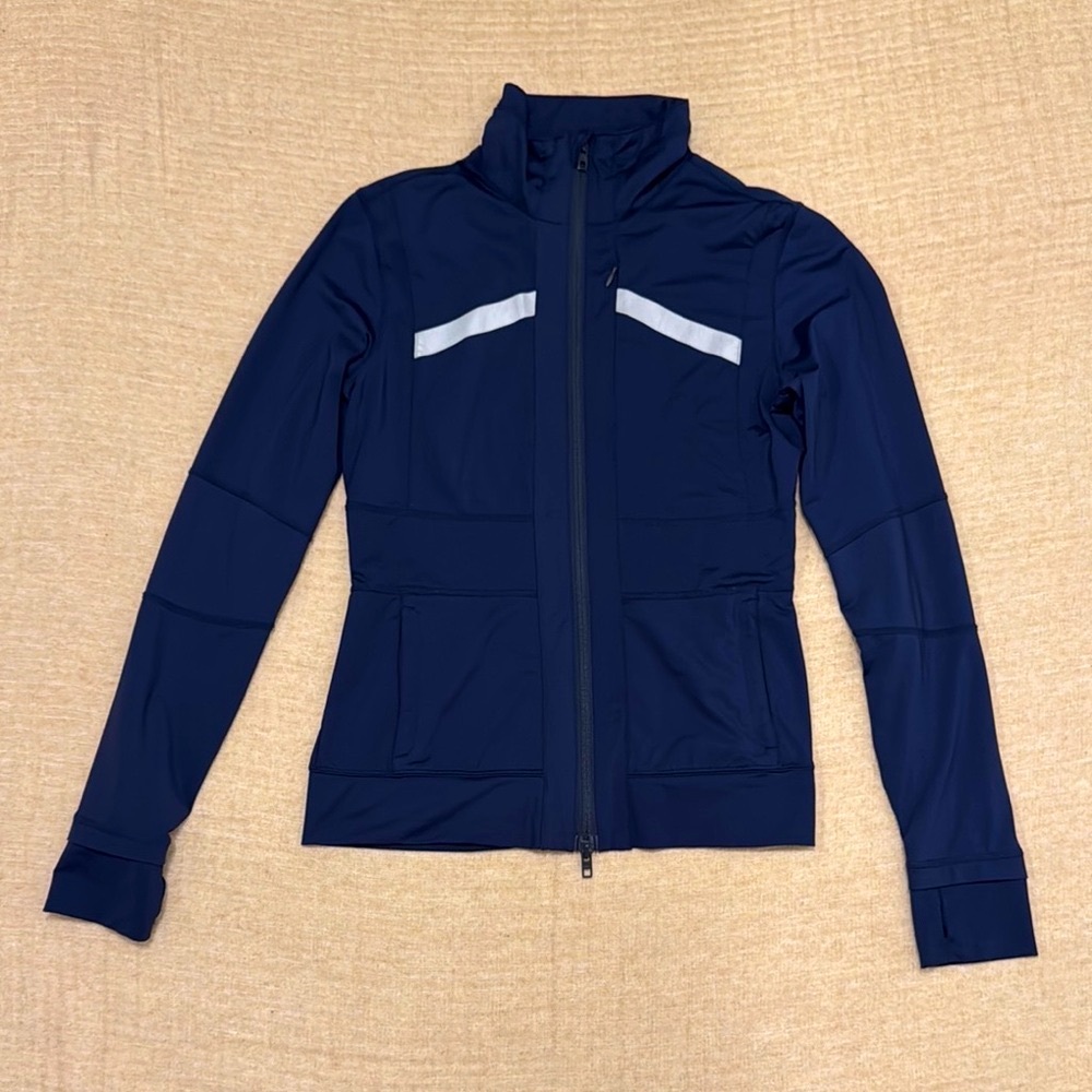Women's Roots Navy Jacket Reflective Stripes‎